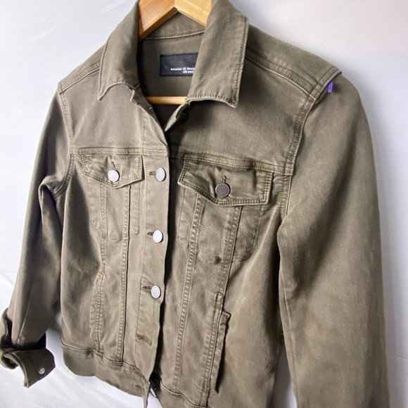 Articles of Society women's long sleeve cropped Jean jacket Taylor Wright green - Picture 2 of 15
